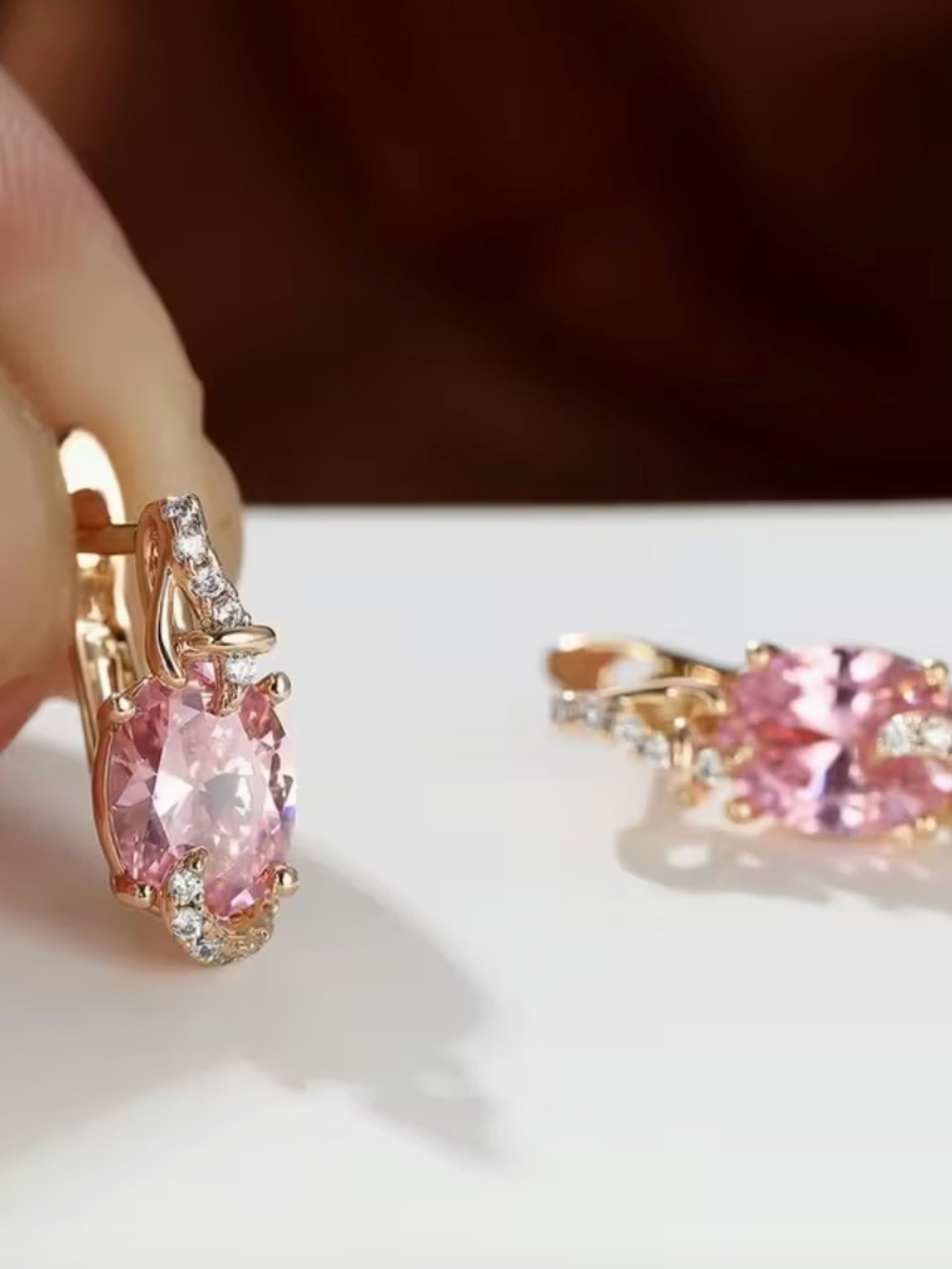 18K Gold Plated Pink Stud Earrings